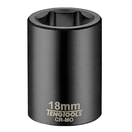 Teng Tools 18MM 1/2 Inch Drive ANSI 6 Point Metric Shallow Chrome Molybdenum Impact Socket 920518AN